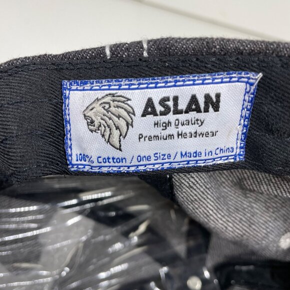 Aslan Black Distressed Embroidered “Hellrider” Scull Adjustable Baseball Hat - Picture 10 of 10